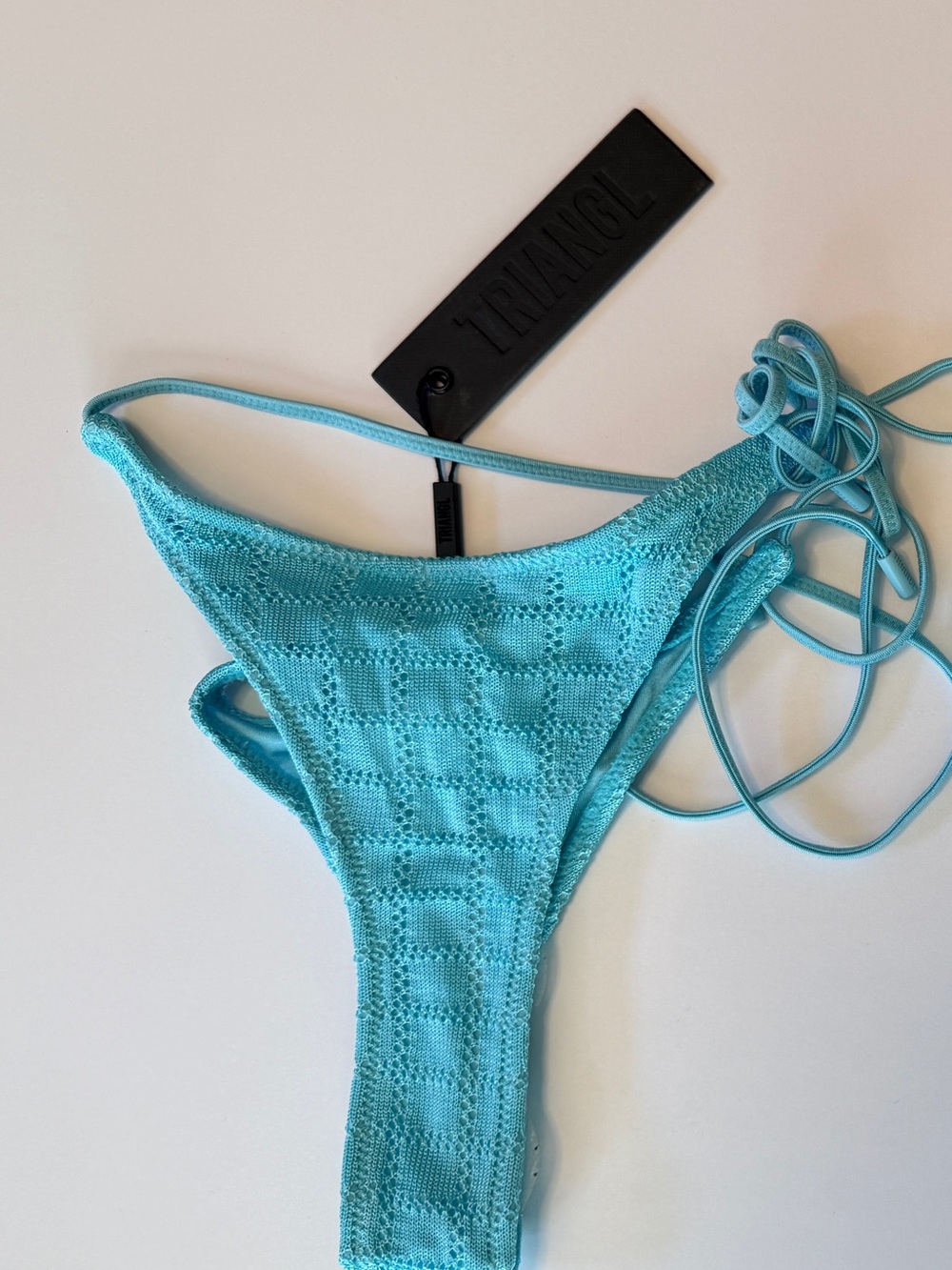 triangl swimwear Aqua Blue Crochet Bikini Top and Bottom - Picture 4 of 5